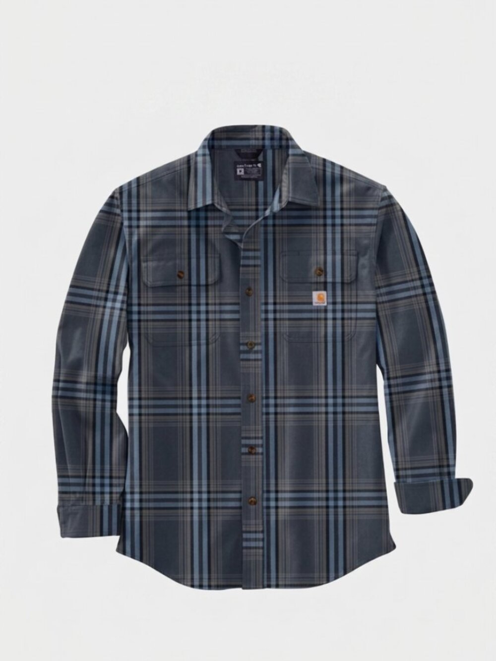 Carhartt Men's Size Lage Blue Plaid Loose Fit Flannel Shirt
